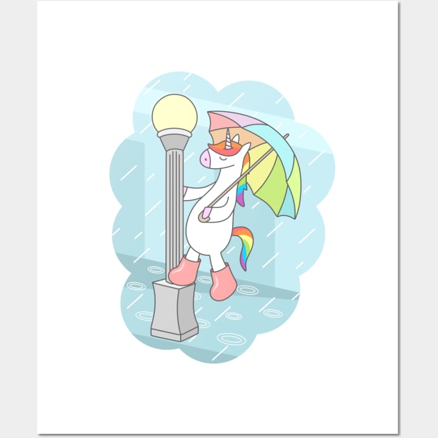 Unicorn Singin In The Rain Wall Art by sombrasblancas